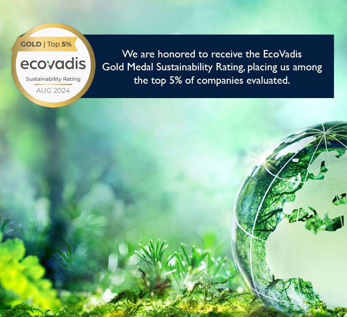 We are honored to receive the EcoVadis Gold Medal Sustainability rating.